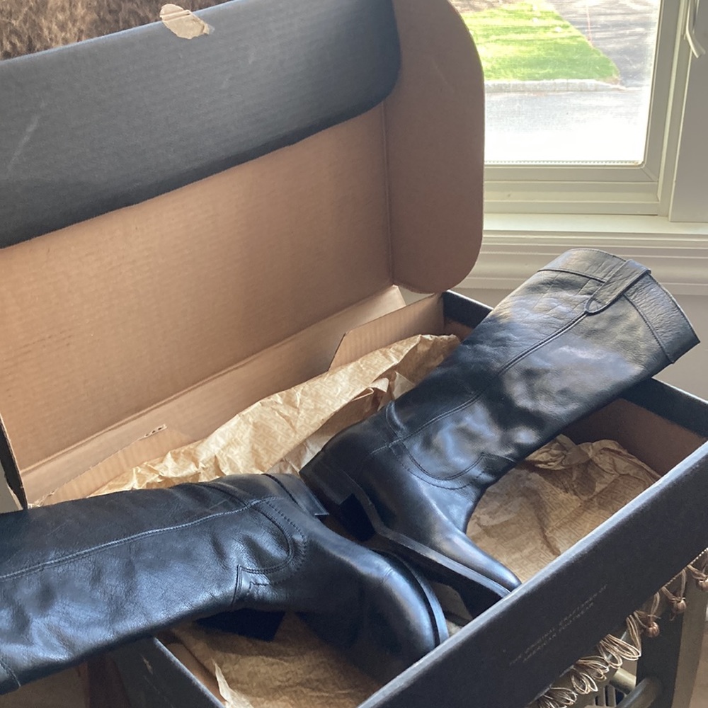 Frye Black Leather Combat/Moto Boots - Picture 7 of 8